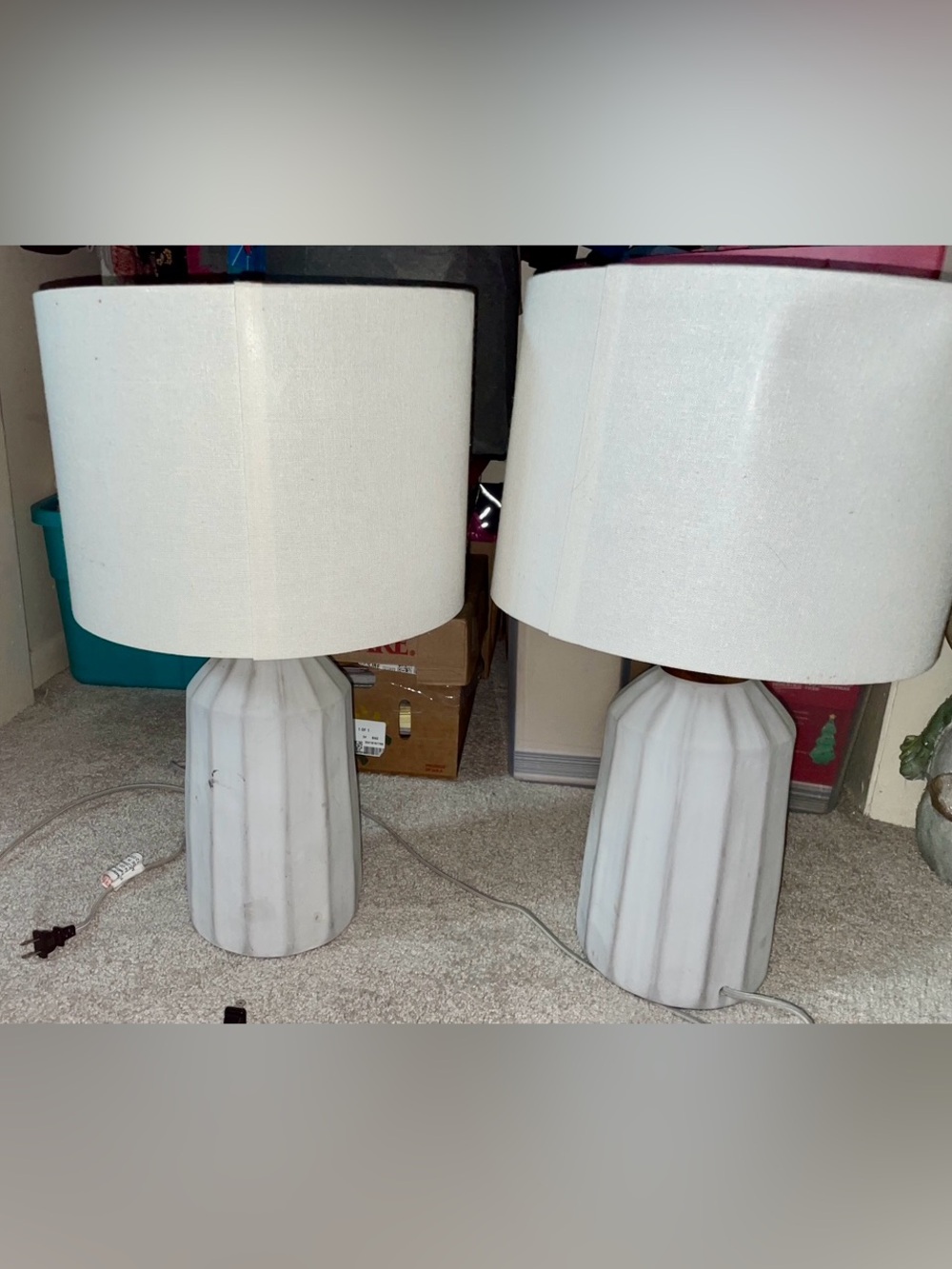 Shabby Chic Ceramic Table Lamp with Fabric Shade